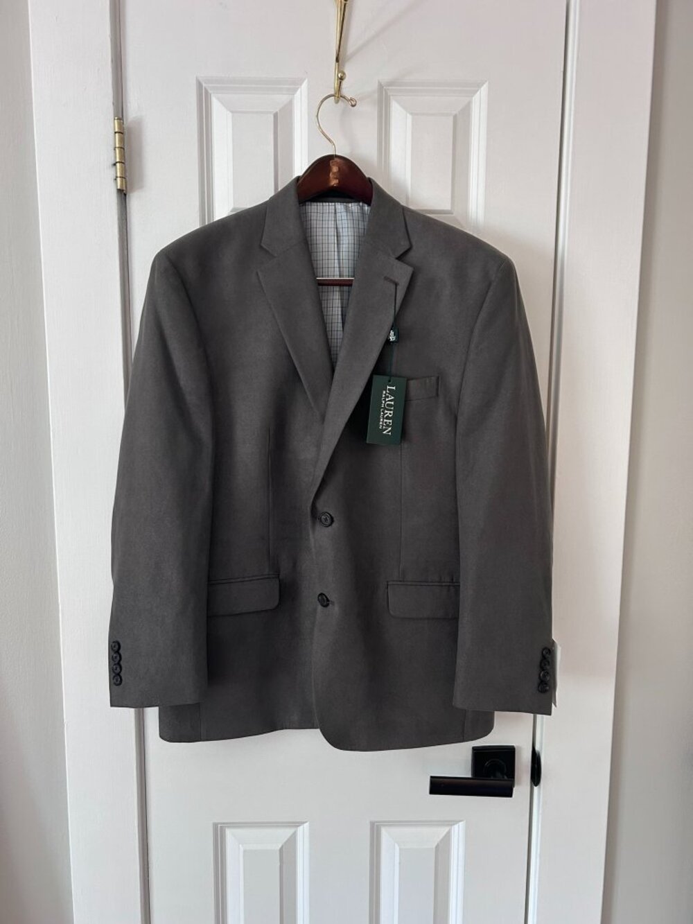 NWT Lauren Ralph Lauren Men's Gray Microsuede 2 Button Sport Coat 42S